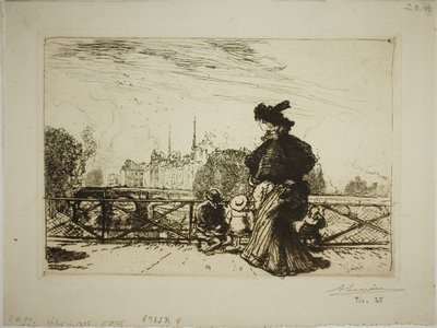 Île de la Cité set fra Pont des Arts af Louis Auguste Lepère