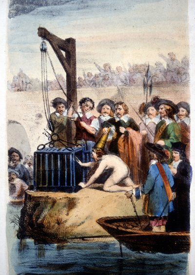 Vandtestet heks, Perrins litografi. af Louis Benoit Perrin