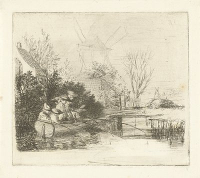 Lystfiskere ved en flod af Louis Bernard Coclers