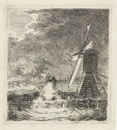 Mølle i et polderlandskab af Louis Bernard Coclers