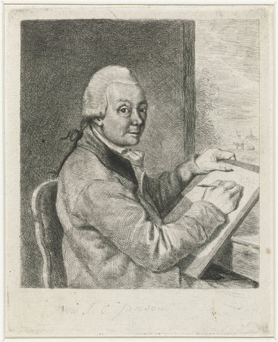 Portræt af kunstneren Johannes Janson, tegning af Louis Bernard Coclers