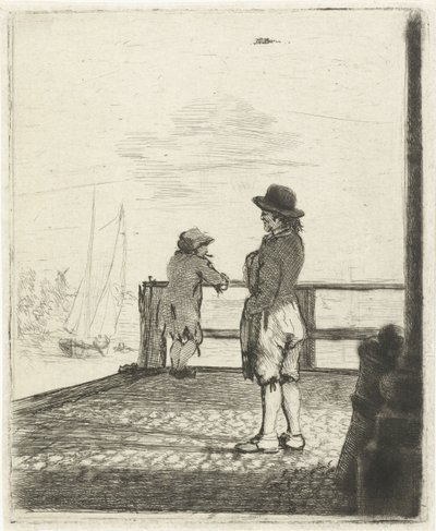 To sømænd venter i havnen af Louis Bernard Coclers