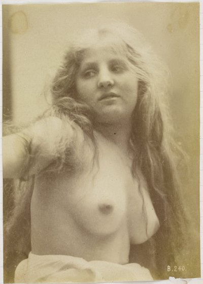 Studie af en kvindelig nøgenmodel, buste set forfra af Louis Bonnard
