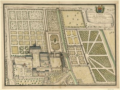 Abbaye de Bourgueil, generel plan af Louis Boudan