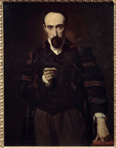 Portræt af Achille Deveria (1800-1857) maler og gravør. Maleri af Louis Boulanger (1806-1867) af Louis Boulanger