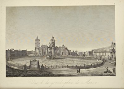 Udsigt over hovedtorvet, Mexico City, illustration fra 