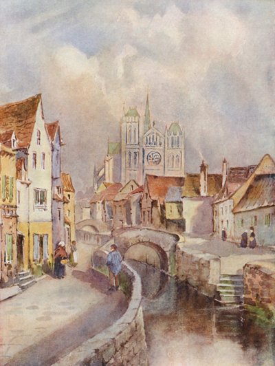 Udsigt over Amiens, med katedralen i det fjerne af Louis Burleigh Bruhl