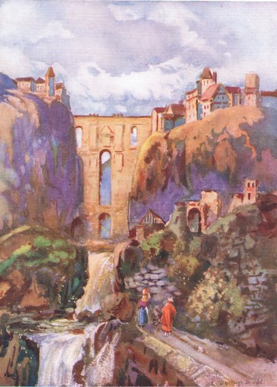 Tajo Ronda, fra Hutchinsons Picturesque Europe udgivet af Hutchinson & Son, ca. 1930 af Louis Burleigh Bruhl