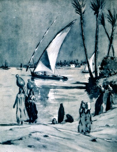 Bærer vand fra Nilen, Kairo, Egypten, 1928 af Louis Cabanes