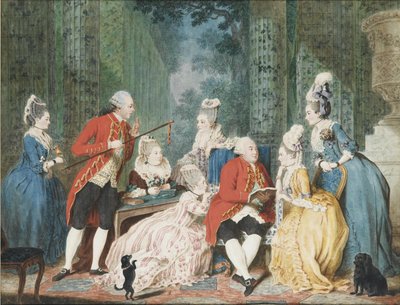Society i Palais Royal, ca 1775 af Louis Carrogis dit Carmontelle