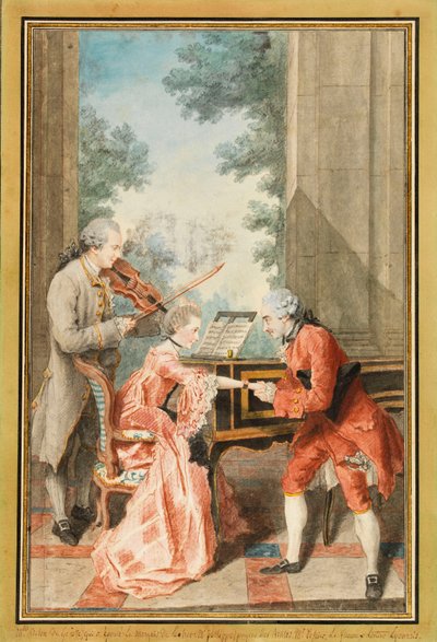 Mademoiselle Delong de Genève, Monsieur Philippe og Monsieur de Texier (akvarel) af Louis Carrogis Carmontelle