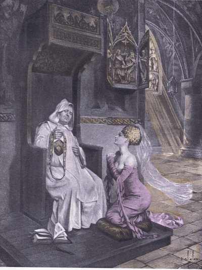 Damen og Friar, illustration fra Decameron fra Boccaccio udgivet af Navarre Society 1930