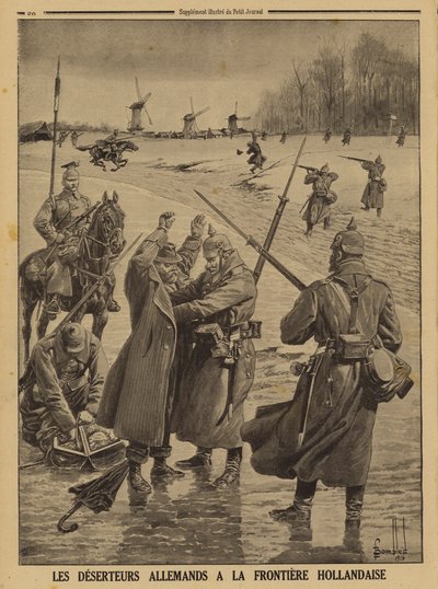 Desertører fra den tyske hær blev pågrebet ved den hollandske grænse, Første Verdenskrig af Louis Charles (after) Bombled