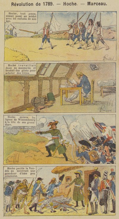 Revolution af 1789, Hoche, Marceau (farve litho) af Louis Charles (after) Bombled