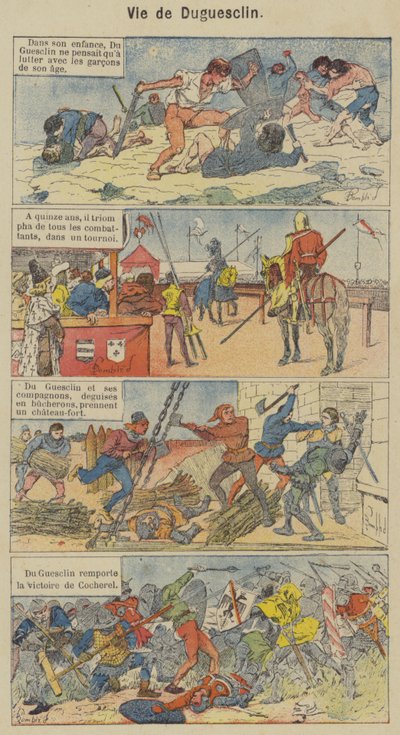 Vie de Duguesclin (farve litho) af Louis Charles (after) Bombled