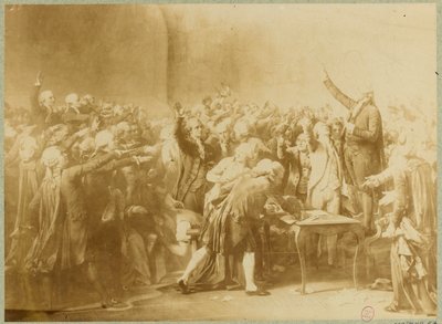 The Tennis Court Oath, 20. juni 1789 (sepia-billede) af Louis Charles Auguste (after) Couder