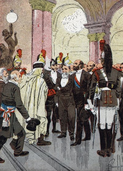 Banket for borgmestrene i Frankrig (Banquet for borgmestrene i Frankrig den 18. august 1889 på rådhuset i Paris, inviteret til at fejre den store udstilling) Illustration af Louis Charles Bombled (1862-1927) fra Merciers "Les grandes journees de" l