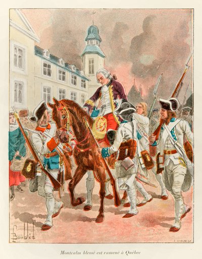 bombede Louis (1862 - 1927); General Louis Joseph (Louis-Joseph) af Montcalm (1712-1759) såret blev returneret til Quebec efter slaget ved Abrahams sletter den 13. september af Louis Charles Bombled