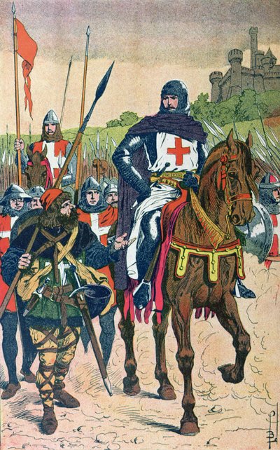 Afrejse til korstogene, illustration fra "Histoire de France" af Jules Michelet (1798-1874), ca. 1900 af Louis Charles Bombled