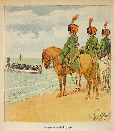 Illustration af Bombled Louis (1862-1927) fra bogen "The Memorial of Saint Helene" af grev Emmanuel de Las Cases (1766-1842): Bonaparte forlod Egypten den 23. august 1799, privat samling af Louis Charles Bombled