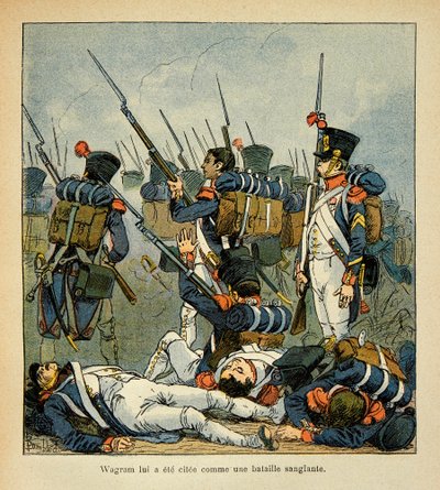 Illustration af Bombled Louis (1862-1927) fra bogen "The Memorial of Saint Helene" af Grev Emmanuel de Las Cases (1766-1842): Grognards at the Battle of Wagram, Private Collection af Louis Charles Bombled