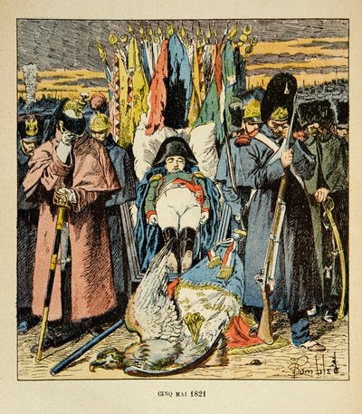 Illustration af Bombled Louis (1862-1927) fra bogen "The Memorial of Saint Helene" af Grev Emmanuel de Las Cases (1766-1842): Allegory, The Armee hylder kejseren efter hans død, Privatsamling af Louis Charles Bombled
