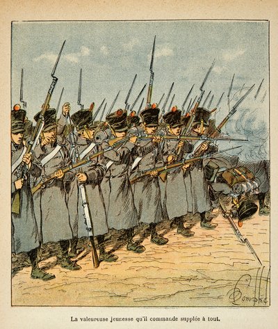Illustration af Bombled Louis (1862-1927) fra bogen "The Memorial of Saint Helene" af Grev Emmanuel de Las Cases (1766-1842): Franskmændene under slaget ved Lutzen i 1813, privat samling af Louis Charles Bombled
