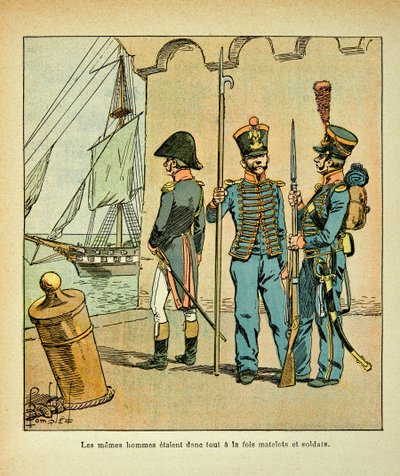 Illustration af Bombled Louis (1862-1927) fra bogen "The Memorial of Saint Helene" af Grev Emmanuel de Las Cases (1766-1842): Fransk sømand og soldat, privat samling af Louis Charles Bombled