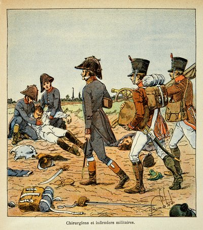 Illustration af den bombede Louis (1862-1927) fra bogen "The Memorial of Saint Helene" af grev Emmanuel de Las Cases (1766-1842): Portræt af militærkirurger og sygeplejersker fra Great Armee, privat samling af Louis Charles Bombled