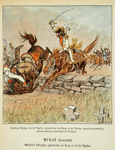 Illustration af den bombede Louis (1862-1927) fra bogen "The Memorial of Saint Helene" af grev Emmanuel de Las Cases (1766-1842): Joachim Murat (1767-1815) Charge, privat samling af Louis Charles Bombled