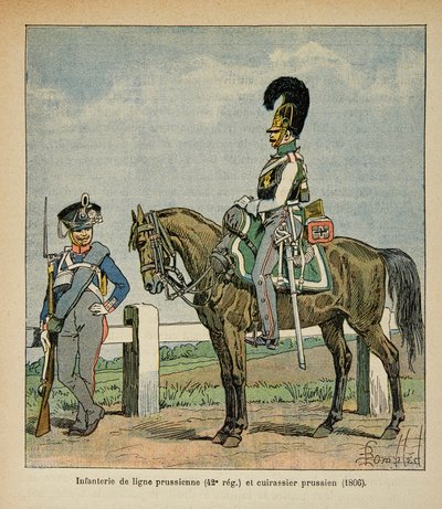 Illustration af den bombede Louis (1862-1927) fra bogen "The Memorial of Saint Helene" af grev Emmanuel de Las Cases (1766-1842): Infanteri af den preussiske linje (42, eme regiment) og preussiske slagskibe af Louis Charles Bombled