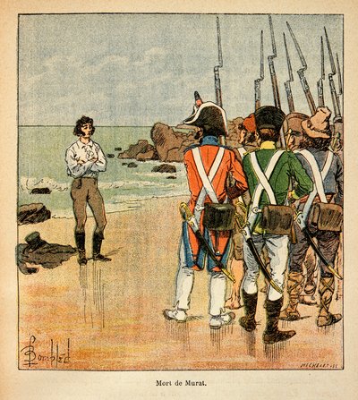 Illustration af den bombede Louis (1862-1927) fra bogen "The memorial se Sainte Helene" af grev Emmanuel de Las Cases (1766-1842): Joachim Murats død (1767-1815), privat samling af Louis Charles Bombled