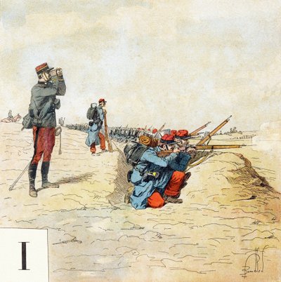 Bogstav I: Infanteri, "Je serai soldat" (Jeg vil være en soldat) - Militært alfabet af Louis Charles Bombled