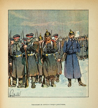 Armeen af Loire af Eugene Sergent, kendt som Grenest, illustreret af Louis Bombled (1862-1927) (Franco-German War; Kampagne fra 1870 -1871): Denuation af nogle prøyssiske tropper i 1870, privat samling af Louis Charles Bombled