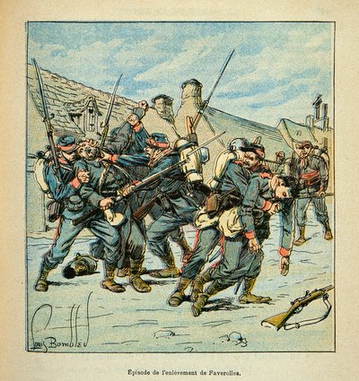 The Armee of the Loire af Eugene Sergent, kendt som Grenest, illustreret af Louis Bombled (1862-1927) (fransk-tyske krig; kampagne 1870 -1871): Kamp mellem preussere og franskmænd i 1870, privat samling af Louis Charles Bombled