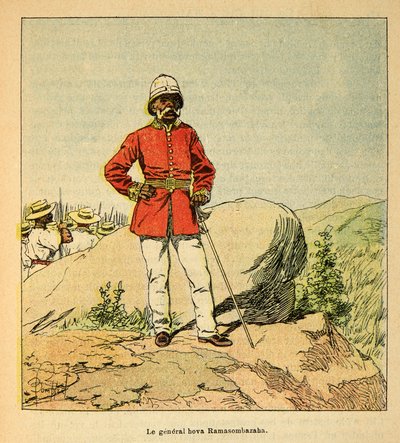 The War in Madagascar-Anekdotisk historie om de franske ekspeditioner 1885-1895 af Henri Galli dit Galllichet (1854-1922), illustreret af Louis Bombled (1862-1927): Portræt af general Hova Ramasombazaha, privat samling af Louis Charles Bombled