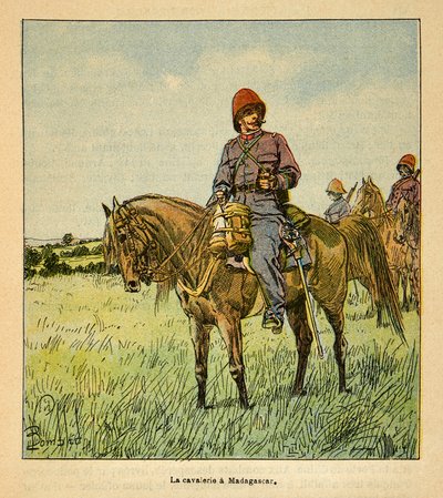 The War in Madagascar-Anekdotisk historie om de franske ekspeditioner 1885-1895 af Henri Galli dit Galllichet (1854-1922), illustreret af Louis Bombled (1862-1927): La cavalerie francaise à Madagascar, Collection Delvis af Louis Charles Bombled