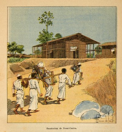 The War in Madagascar-Anekdotisk historie om de franske ekspeditioner i 1885-1895 af Henri Galli dit Galllichet (1854-1922), illustreret af Louis Bombled (1862-1927): Et sanatorium i Nossi-Cumba i det 19. århundrede, delsamling af Louis Charles Bombled