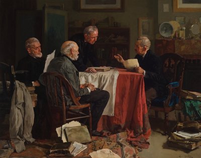 Forskellige meninger (olie på lærred) af Louis Charles Moeller