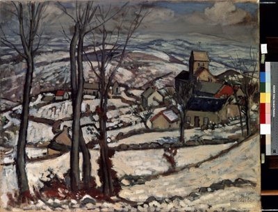 Landsby i Morvan under sneen. Maleri af Louis Charlot (1878-1951) af Louis Charlot