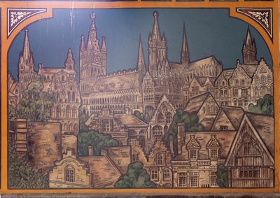 Banegårdsbygning (Sint-Pietersstation). Indre. 1912. Entreen. af Louis Cloquet