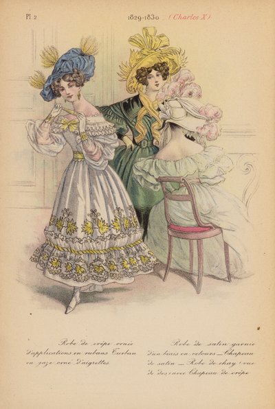 Fransk mode: 1829-1830, Charles X (farvelitografi) af Louis Colas