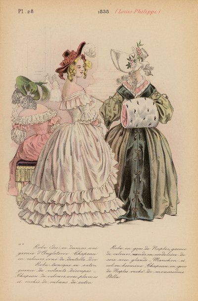 Fransk mode: 1838, Louis-Philippe (farvelitografi) af Louis Colas