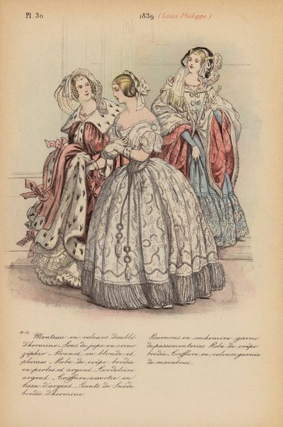 Fransk mode: 1839, Louis-Philippe (farvelitografi) af Louis Colas