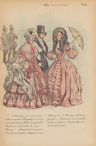 Fransk mode: 1839, Louis-Philippe (farvelitografi) af Louis Colas