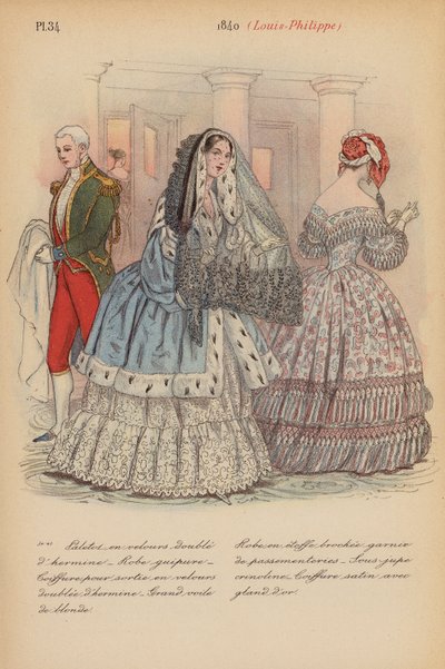 Fransk mode: 1840, Louis-Philippe (farvelitografi) af Louis Colas