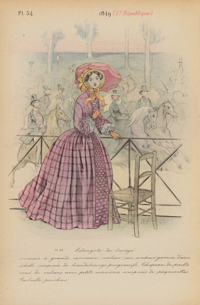Fransk mode: 1849, 2e Republique (farvelitografi) af Louis Colas