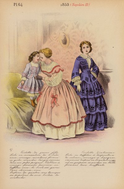 Fransk mode: 1853, Napoleon III (farvelitografi) af Louis Colas