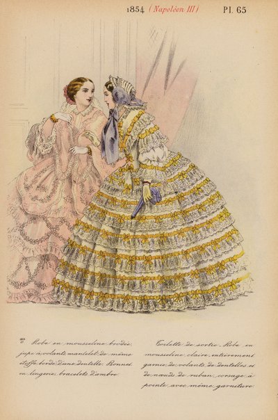 Fransk mode: 1854, Napoleon III (farvelitografi) af Louis Colas