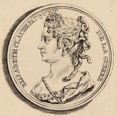 Portræt af komponisten Elisabeth Claude Jacquet de La Guerre 1665-1729. af Louis Crepy